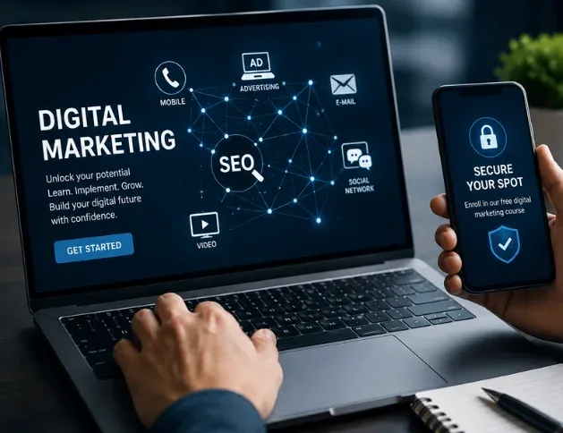 Student ready to begin digital marketing training